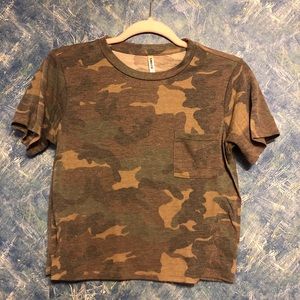 Forever 21 Camo Baby Tee Crop Top S